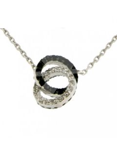 Symbol necklace 'Togetherness' 14ct white gold with white- and black zirconias