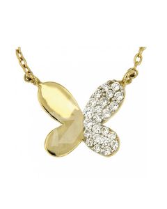 Symbol necklace 'Butterfly' 14ct bicolor gold with zirconia stones