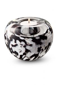 Crystal glass candle holder keepsake urn black/white