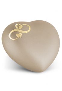 Heart pet urn with pawprints in several colors and sizes