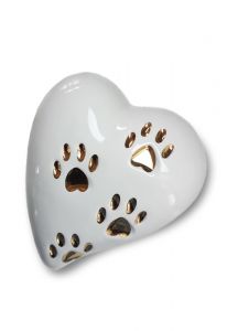 Pet cremation ashes urn heart with paw prints