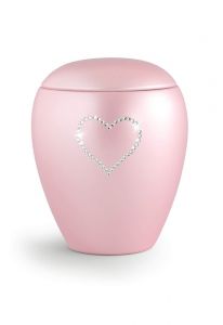 Pet urn with Swarovski heart in several colours and sizes