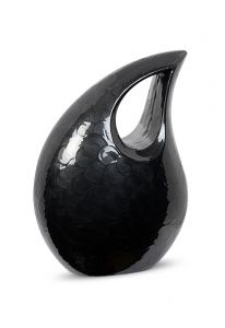 Black teardrop cremation urn for ashes