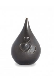 Cremation ashes keepsake urn 'Teardrop with hearts'