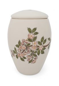 Hand-painted urn for ashes 'Apple blossom'