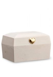 Wooden Urn for Ashes 'Ricordo' natural spruce with golden heart