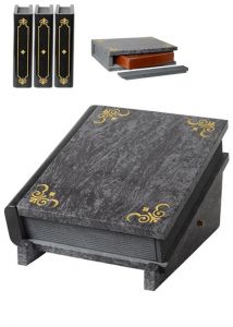 Granit cremation ash urn 'Poetry' with wooden box