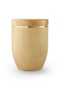 Alder wood cremation urn with brushed gold stripe