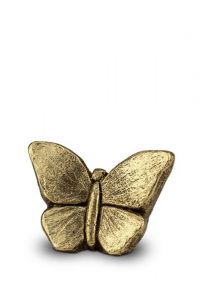 Ceramic art keepsake urn for ashes Butterfly | gold color