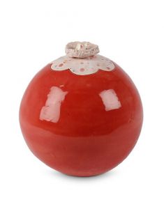 Ceramic cremation ashes urn 'Lotus' red
