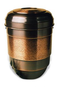 Black cremation urn made from copper