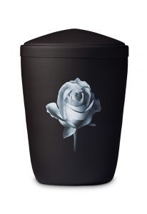 Black metal/steel funeral urn 'Rose'