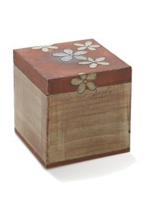 Red ceramic funeral urn 'Forget Me Not'
