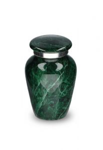Small cremation urn for ashes 'Elegance' green nature stone look
