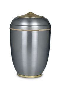 Grey cremation urn made from steel