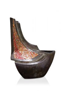 Bronze cremation urn covered in mosaic 'In un tramonto'