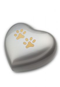 Heart shaped pet urn with pawprints