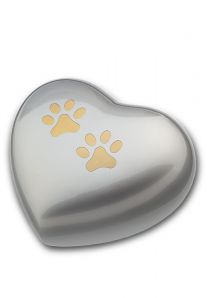 Heart shaped pet urn with pawprints