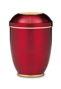 Red cremation ashes urn made from steel