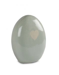 Ceramic cremation urn 'Opaque Sage' with heart