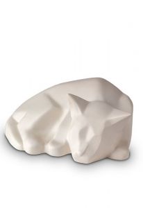 Pet urn 'Sleeping cat' in matt white