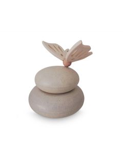Handmade keepsake urn with wooden butterfly