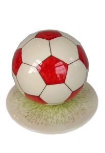 Hand painted soccer funeral urn 
