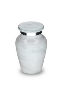 Small cremation urn for ashes 'Elegance' white-grey nature stone look