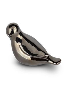 Ceramic keepsake urn “Whistling Bird” - silver-colored