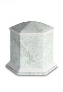 Porcelain cremation urn for ashes 'Esagono' | Marine water relief