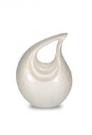 High gloss beige teardrop cremation mini urn for ashes