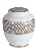 Porcelain cremation urn for ashes 'Classica' | Four-leaf clovers with double gold-colored edges