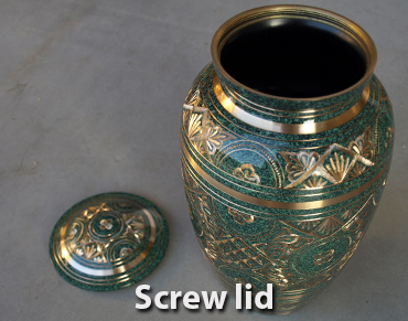 Cremation urns with screw lids