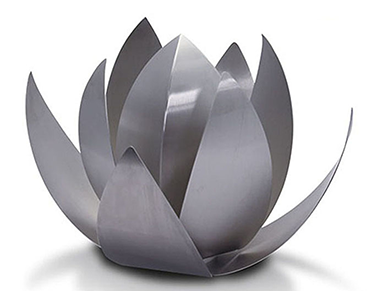 Stainless steel outdoor urn for ashes in a garden or yard